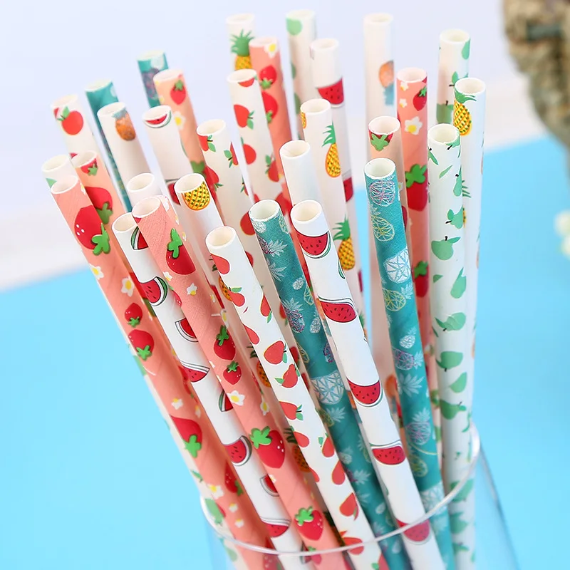

25pcs/set cute Disposable Paper Straws For Events Wedding Decoration Anniversary Day paper Drinking straw Birthday supplies