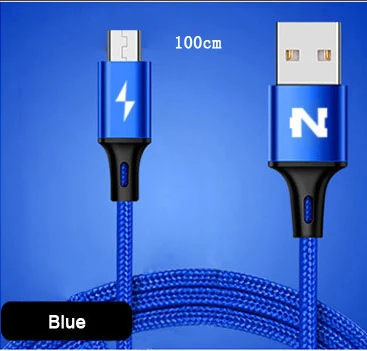 NOHON Micro USB кабель быстрое зарядное устройство кабель синхронизации данных для samsung Xiaomi Nokia LG huawei Android мобильный телефон USB кабели - Цвет: Blue - 100CM