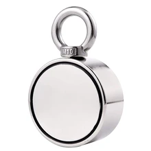 Double Side Round Neodymium Fishing Magnet, 420kg Combined Pulling Force Super Strong Neodymium Magnet With Eyebolt For Magnet F