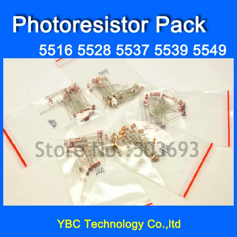 Фоторезистор 5516 5528 5537 5539 5549 Фоточувствительный резистор 5 шт. = 200 шт.|resistor pack|light