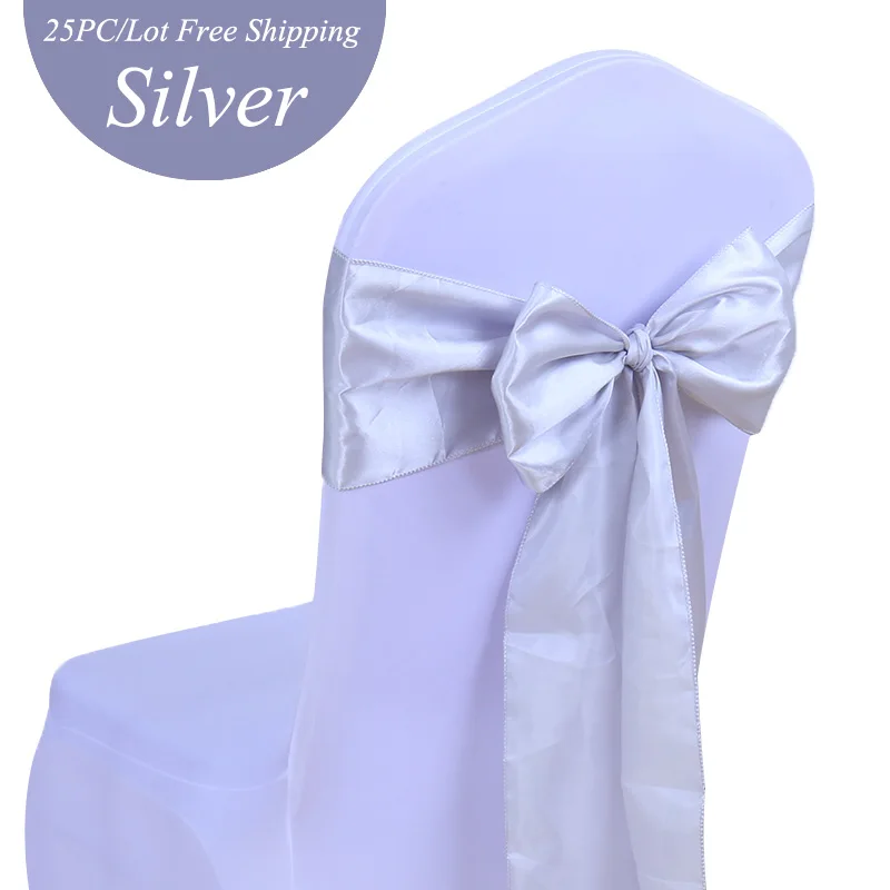Shipping Free 25PCS/Lot Wedding Chair Cover Bow Satin Navy Satin Chair