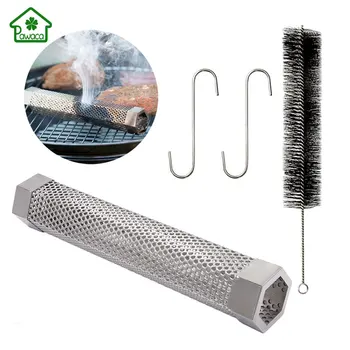 

Stainless Steel Mesh Smoker Pipe Round Square BBQ Pellet Tube Smoking Mesh Pipe Meat Barbecue Tube Filter Outdoor Barbecue Tools