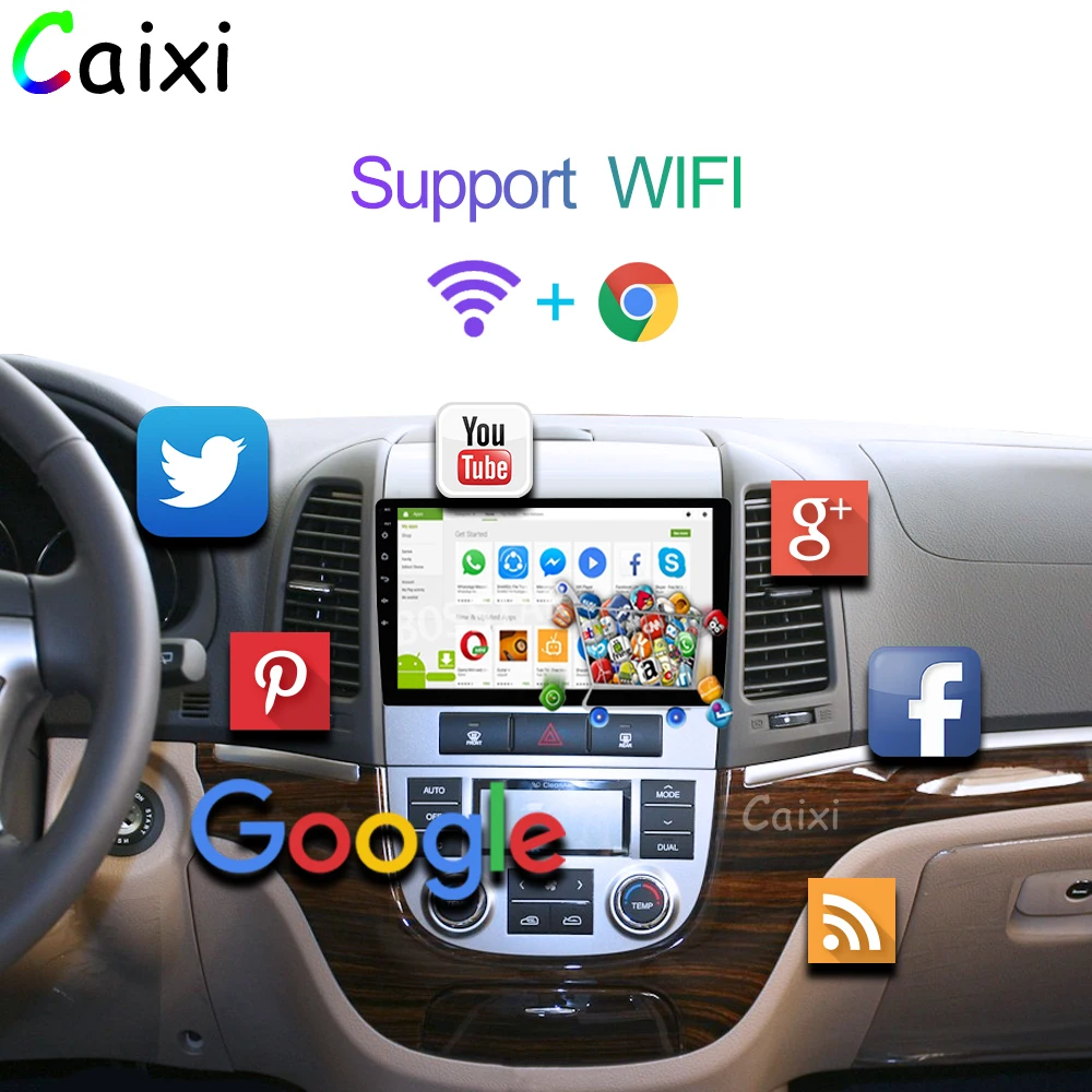 Excellent CAIXI  Android 8.1 Car Radio Multimedia Vdeo Player for Hyundai Santa  Fe 2 2006-2012 2 Din  Navitei GPS navigation Dvd Player 2