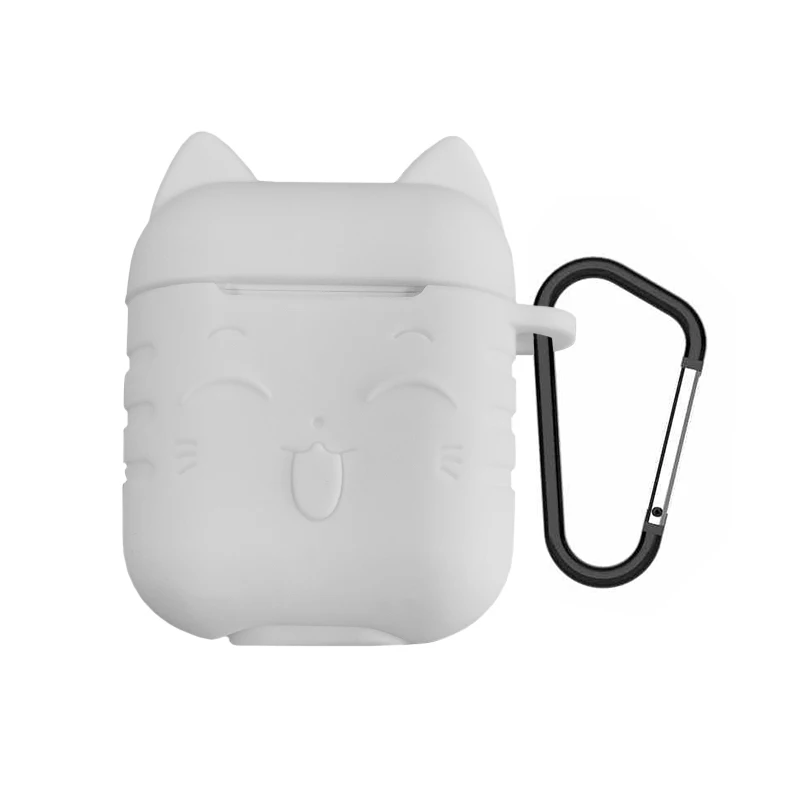 Роскошный мягкий силиконовый чехол для Airpods, чехол для наушников, чехол с красочным милым котом из ТПУ, мини противоударный чехол для Air Pods i12 i10 Capa - Цвет: white