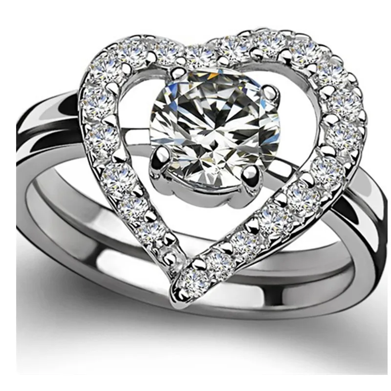 0.5Ct 925 Sterling Silver Rings Engagement Set Rings for Women