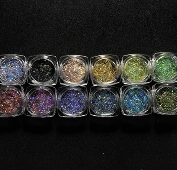 

MJ21F 64] 12 Pcs /Set High quality super holographic glitter flakes 2x2mm "Velvet Galaxy" pigment, nail art, UV resin, nail gel