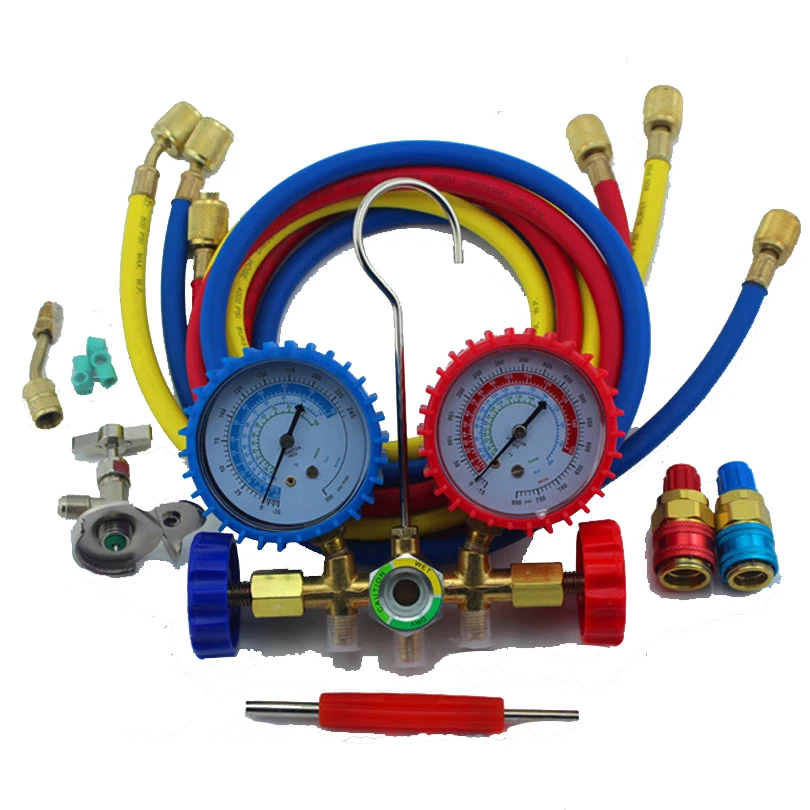 R134a R22 Car Manifold Pressure Gauge Hose Set Automotive Air