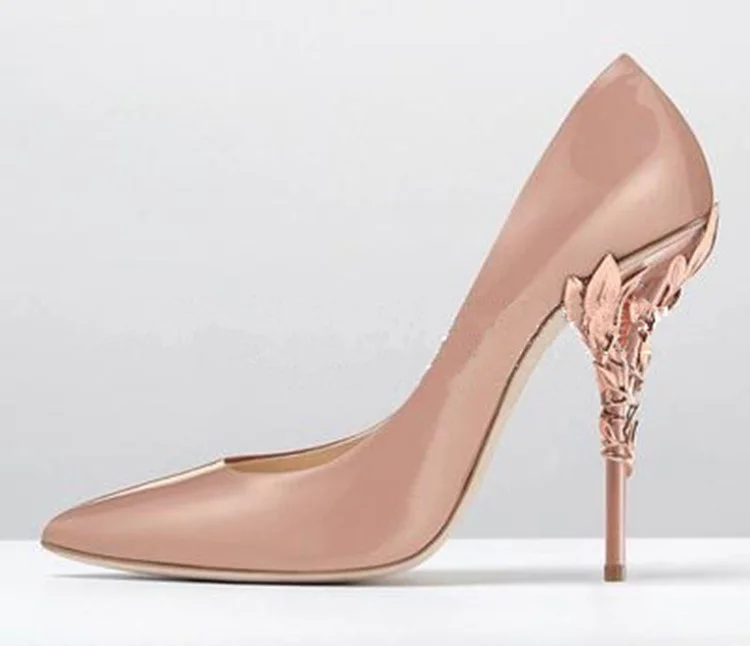 Новое поступление; Потрясающие розовые шелковые туфли на высоком каблуке-шпильке с металлическим украшением; женские туфли-лодочки на тонком каблуке с острым носком; Лидер продаж - Цвет: color 8