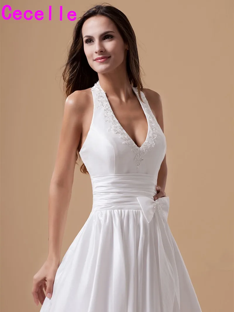 tea length halter wedding dress