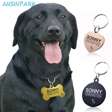 

ANSINPARK pet collar Stainless steel anti loss cat dog collar ID Necklac pet name phone accessories decorate personalized tag H6