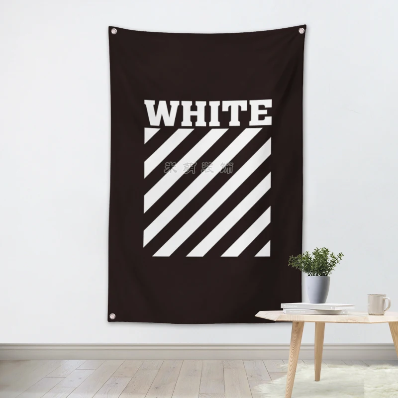 

Off White Tide brand trend personality doodle collection Bar decoration hanging wall cloth shooting live background cloth