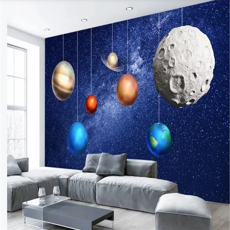 

Custom wallpaper universe space planet children's room background wall high-grade waterproof material