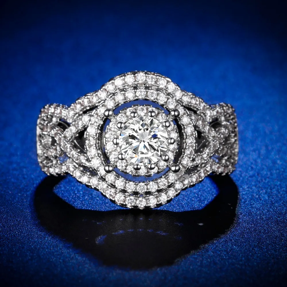 

Original Design Handmade cz unique style top quality round cut Ring Cubic Zirconia Hot Ins sterling silver 925