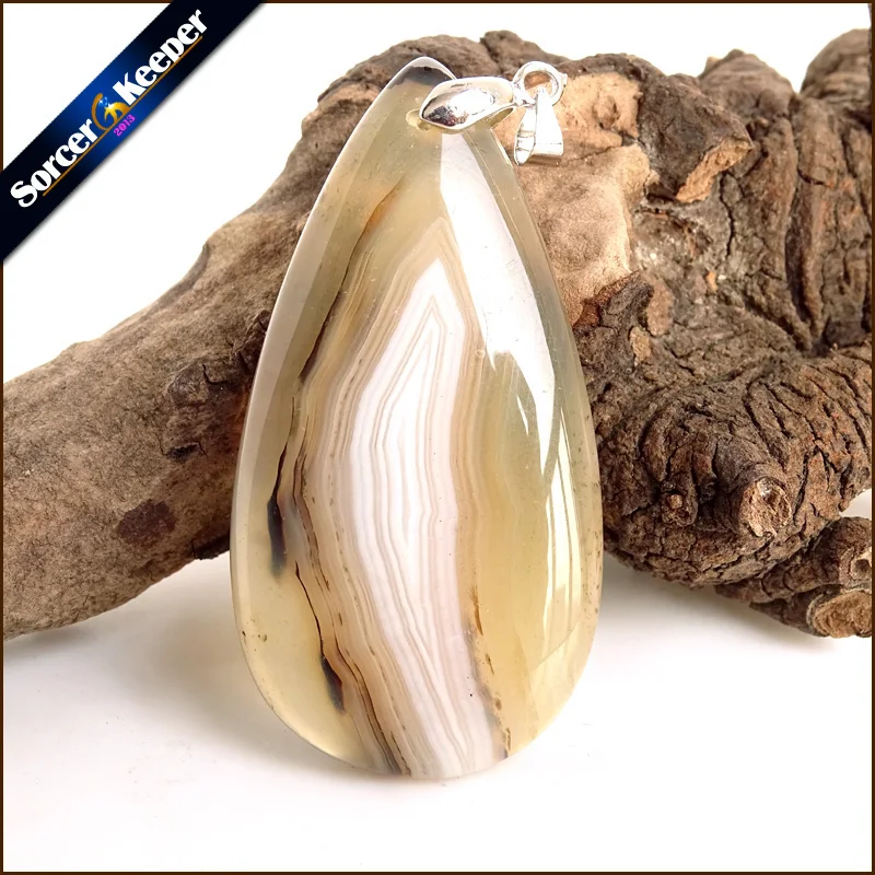 

Men Jewelry Slide Large Natural Dendritic Moss Agates Stone Beads Pendant Necklace Wholesale Fashion Crystal for Boys Gift TS515