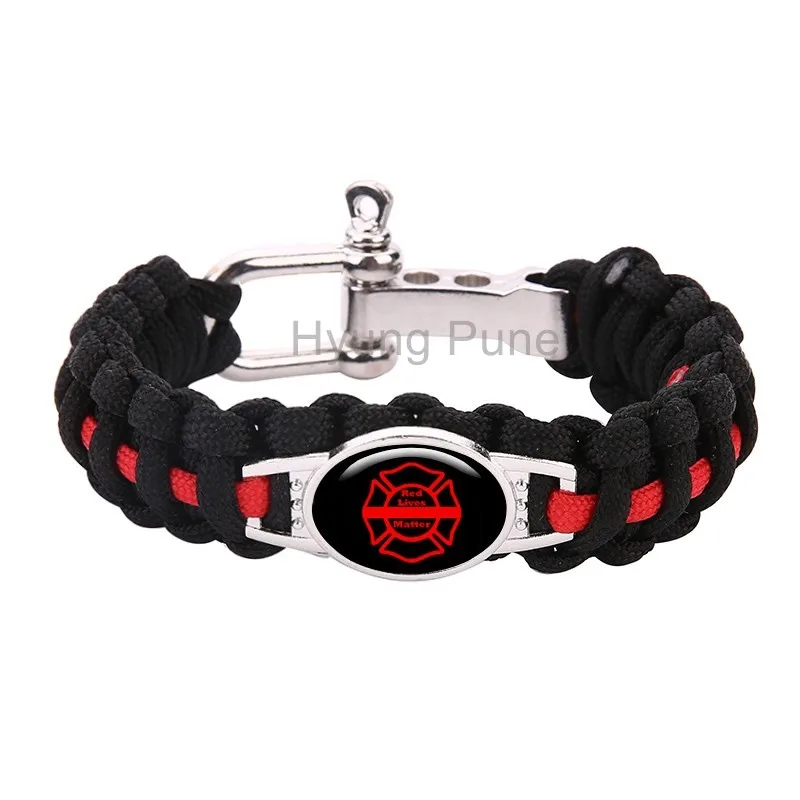 Red Firefighter Lives Matter Paracord Survival Bracelet For Men Women