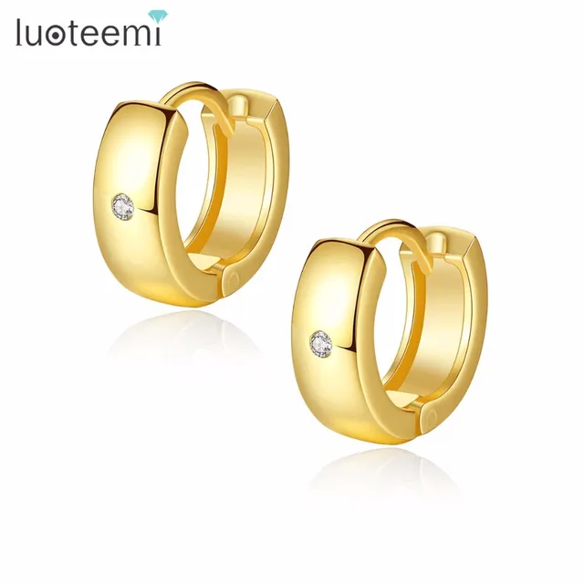 Luoteemi 2018 New Fashion Cute Small Simple Design Gold Color Clear Luoteemi 2018 New Fashion Cute Small Simple Design Gold Color Clear Stud Earrings Copper Cz For