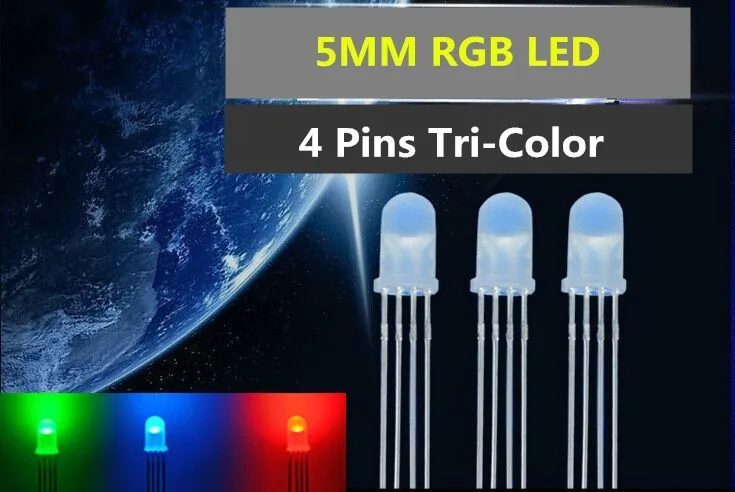 100 шт./лот 5 мм разомкнутый круг светодиодный s/RGB(красный синий зеленый) 4 Pin/общий анод/светодиод светодиодный длинные ножки