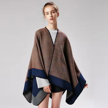 

FXFURS Winter Scarf Cachecol Women Double Face Cashmere Poncho and Capes 2020 New Foulard Fashion Luxury Brand Shawl For Women