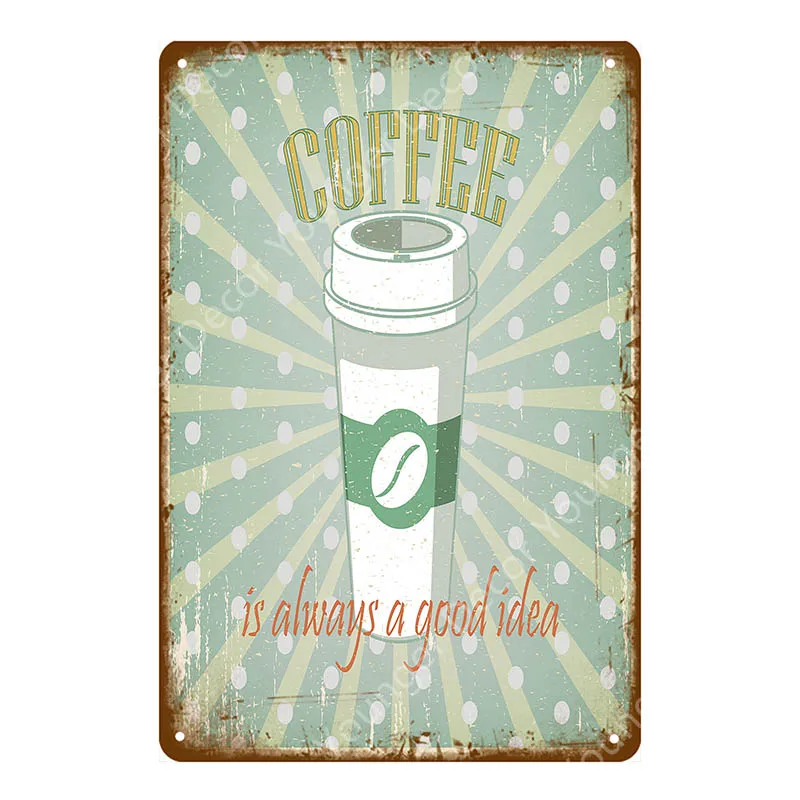 Кофе со льдом металлическая доска Лионс чай эспрессо оловянный Плакат Бар паб кафе магазин ресторан винтажный Настенный декор живопись доска - Цвет: YD1771E