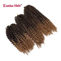 Юнис 3packs/лот 8-12 ''Ombre burgund marlybob вязанная косами 3 шт./упак. странный вьющиеся Синтетические пряди для наращивания волос крючком плетение