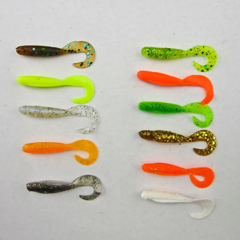 Fishing Soft Bait Cuttle Tail Grub For Bass Pike Walleye Soft Shad 40mm