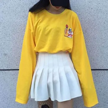 

Women Autumn Winter Sweatahirts Harajuku Long Sleeve Cartoon Yellow Tops Tee Female Pullovers Hoodies Sweatshirts