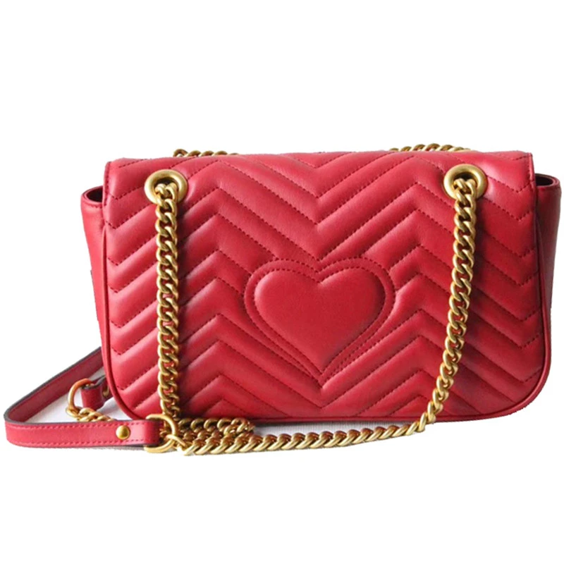 

Famous brand women's bag new fashion real leather heart-shaped shoulder bags suture high quality luxury chain women handbag
