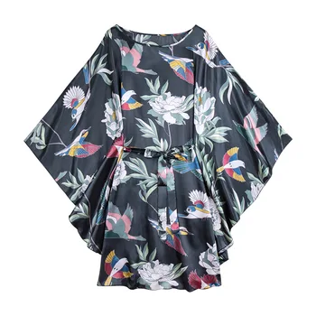 

Summer New Style Sexy Bat sleeve Women's Kimono Yukata Bath Rayon Nightgown Rayon Sleeve Charming Robes Sleepshirts One Size
