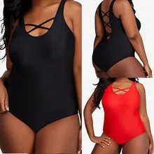 SAGACE сексуальный женский бикини сплошной цельный черный и красный купальник с перекрестными полосами спинки Бразильский бикини