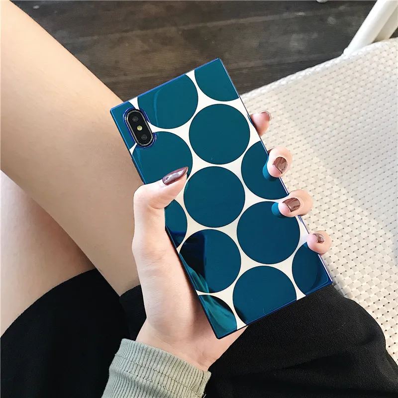 

Fashion Wave point for iphone X/XR/Xs max Square phone case Blu-ray Right angle silicone anti-fall cover for iphone8/7/6splus