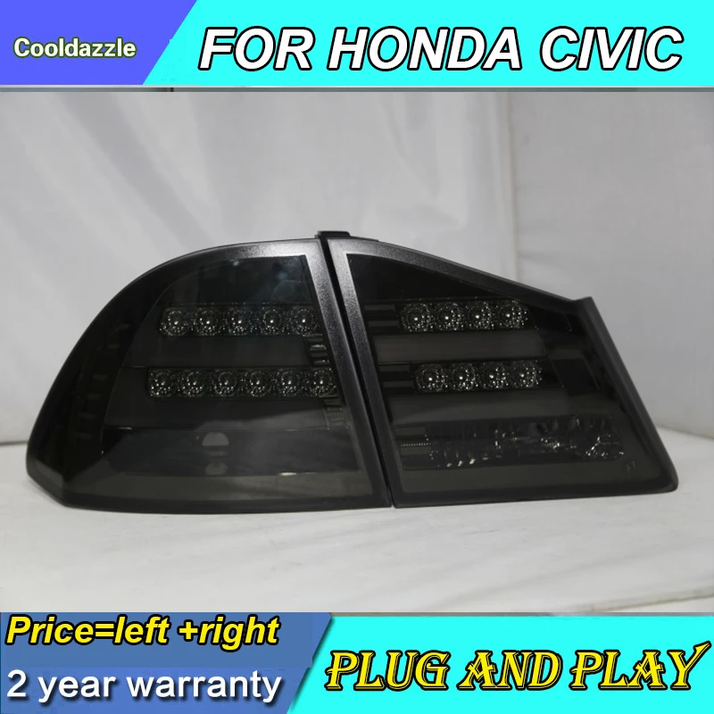 Для HONDA Для Civic светодиодный задний фонарь 2006 2007 2008 2009 2010 Год Дым черный Задний фонарь в сборе