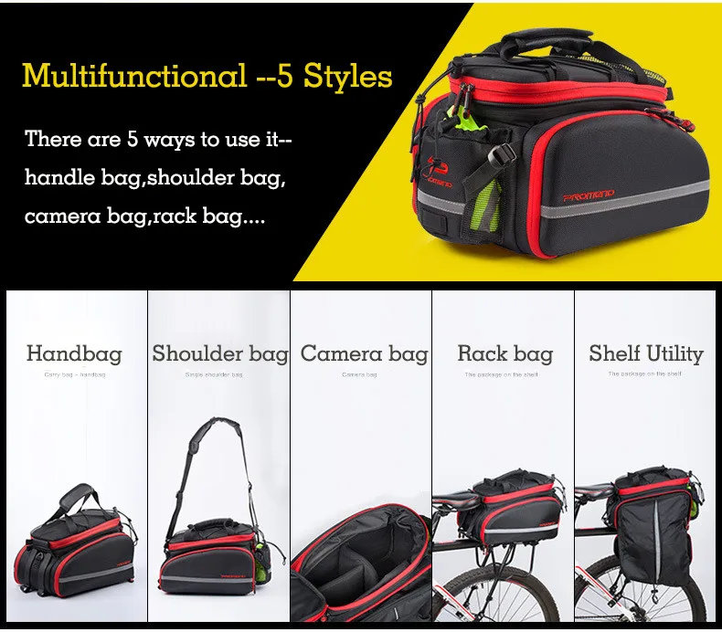 Excellent Promend 35L Cycling Bags MTB Bike Rear Rack Bag Multifunction Road Bicycle Tail Pannier Rear Double Side Seat Trunk Bag with Lid 3