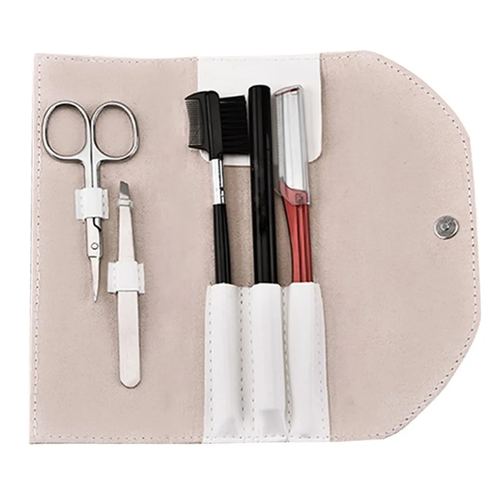 5pcs Professional Eyebrow Cosmetic Tools Set Stainless Steel Eyebrow