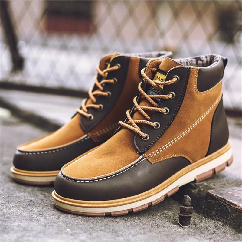 

VIXLEO High Quality Genuine leather Autumn Men Boots Winter Waterproof Ankle Boots Martin Boots Outdoor Working Boots Men Shoes