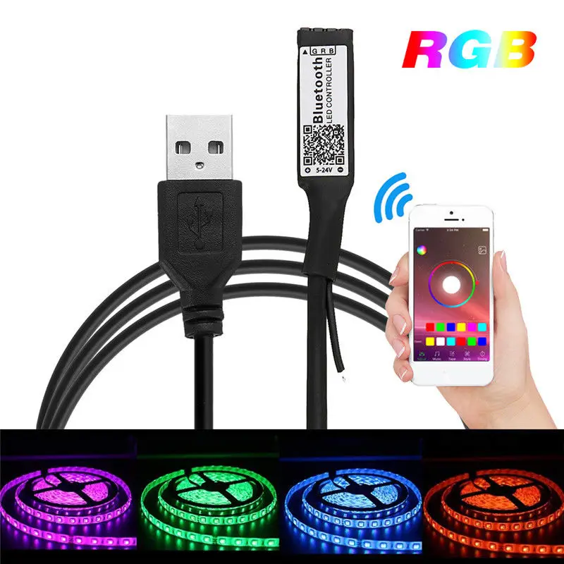Универсальный светодиодный контроллер диммера Bluetooth USB Mini 5 в RGB светодиодная