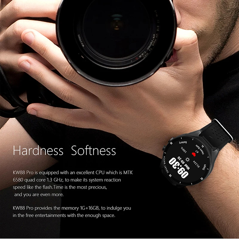  KW88 Pro 3G Smartwatch Telefon Android 7.0 Quad Core 13 GHz 1 GB 16 GB Bluetooth 40 Smart Uhr Telef