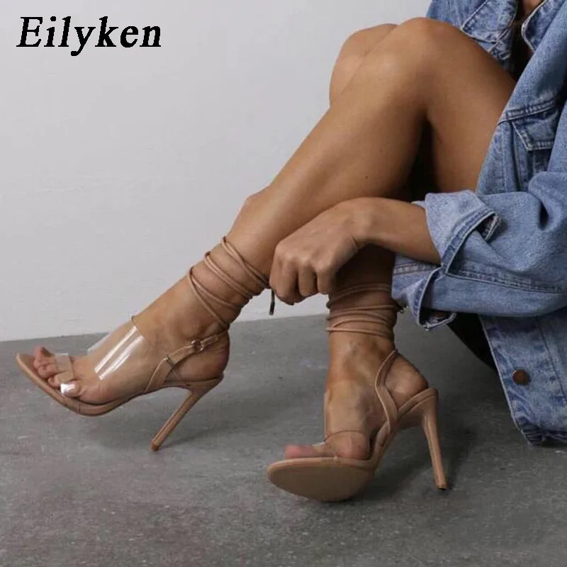 Eilyken/сандалии-гладиаторы с ремешками на лодыжках пикантные женские сандалии на шнуровке на высоком каблуке летние сандалии для вечеринок