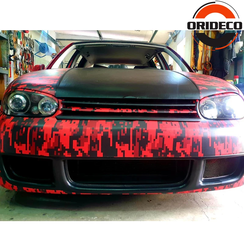 Best Price Verschillende Grootte Rood Zwart Digitale Camo Vinyl Auto Wrap voor Volledige Carrosserie Decoratieve Adhesive Wrapping Film met Luchtbel gratis