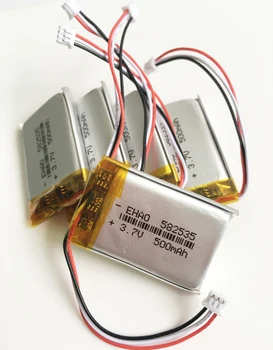 

5 pcs 3.7V 500mAh lipo polymer lithium rechargeable battery + JST 1.25mm 3Pin 582535 for MP3 GPS DVD bluetooth recorder camera