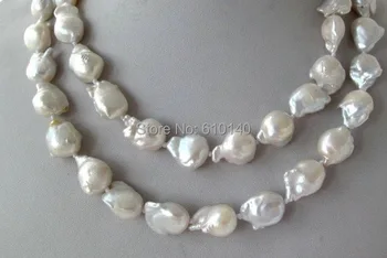 

YY@@RR2@White Keshi Keishi Baroque Freshwater Pearl Necklace 34"