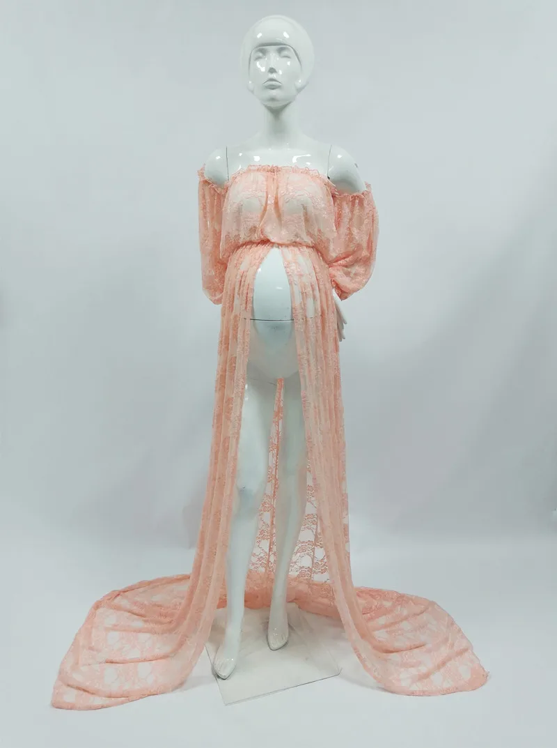 Кружевные платья для беременных с оборками и разрезом спереди для беременных; платье для фотосъемки; платье макси для беременных