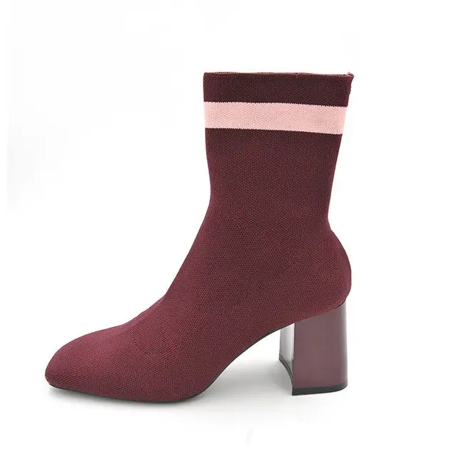 Women's Mid Calf Open Toe Sock Boots Shoes Stiletto Heel Knitted Heeled Stretch Ankle Booties Pumps Women's Mid Calf Open Toe Sock Boots Shoes Stiletto Heel Knitted Heeled Stretch Ankle Booties Pumps