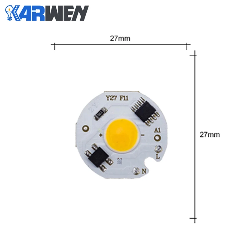 KARWEN 10 шт. светодиодный COB лампа чип лампа Y27 3 Вт 5 Вт 7 Вт 9 Вт 220 В реальная мощность вход IP65 для уличная Светодиодная лампа прожектор светодиодный чип COB лампа
