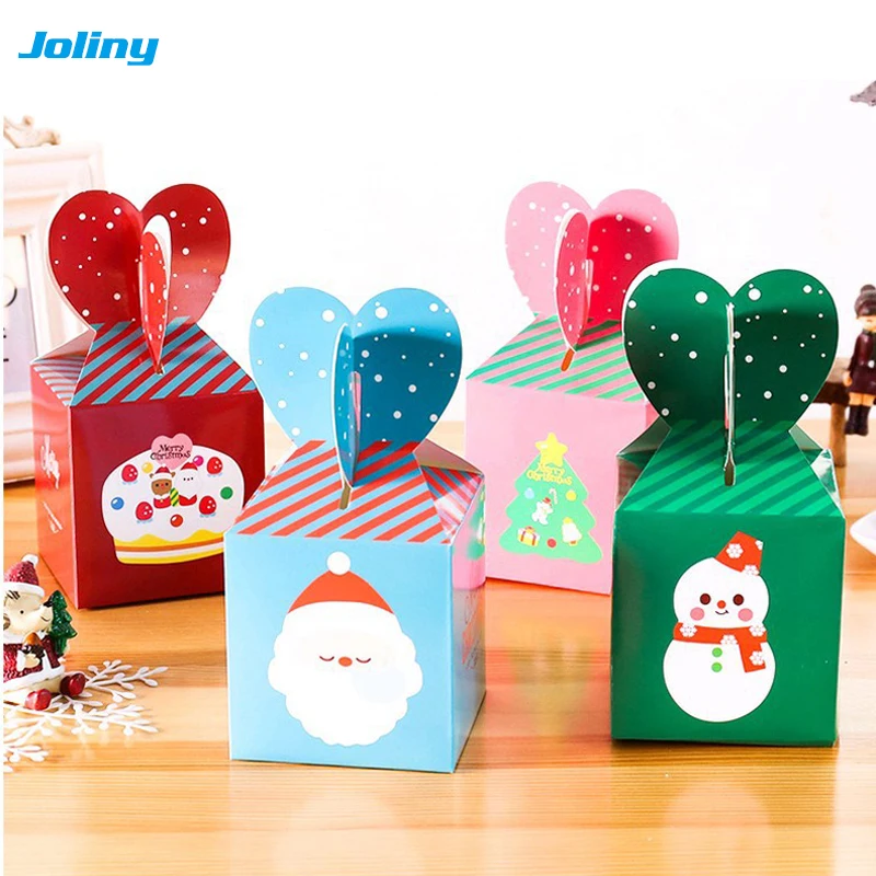 

30 pcs Christmas gift box Folded Christmas apple box new year Santa Claus snowman gift kids candy bag Christmas Decoration