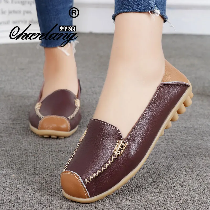 Cuir yellow wine Chaussures Sur Ballerine orange Glissement Appartements White Femelle En pink Mujer coffee Zapatos Automne navy Véritable Bout Casual red De Mocassins Ballet blue black Rond Red Femme AX4Pgdx
