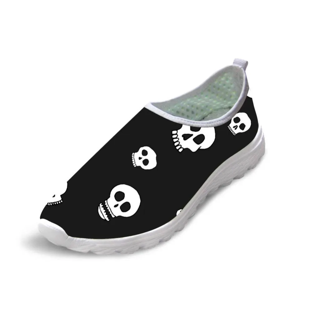 

New Arrival Summer Casual Shoes For Men Fashion Breathable Skull Print Mesh Lace Up Men Flats Sneakers Jogging Shoes