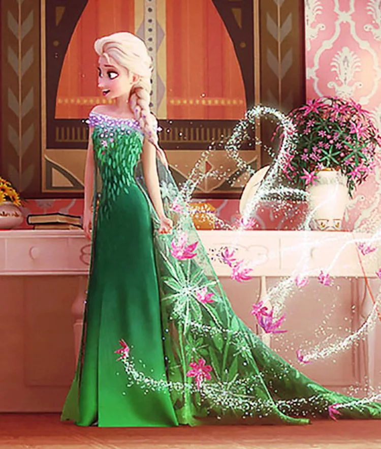 E-babe/, новые зеленые платья принцессы Эльзы для девочек детское праздничное платье карнавальный Рождественский костюм на Хэллоуин для девочек