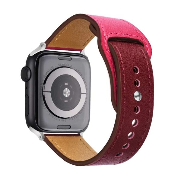 Производитель из натуральной кожи петлевой для Apple Watch Band 44 мм 42 мм серии 4 3 2 1 для iwatch ремешок 38 мм 40 мм серия 5 - Цвет ремешка: Wine rose