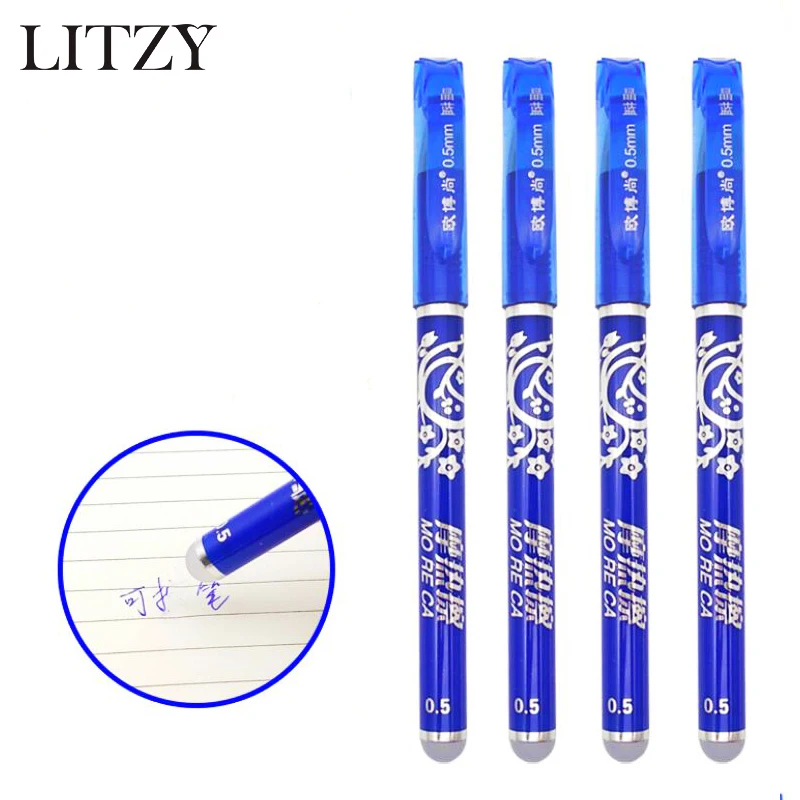 

3/6 Pcs/Lot 0.5mm Magic Erasable Pen Blue Ink Gel Pen for School Office Writing Supply Exam Spare Tool Kawaii Stationery Gift