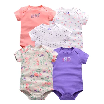 

5pcs/4pcs/pack Baby Girl Clothes short sleeve Baby Bodysuits cotton Children Pink Bodysuit Baby Girl Clothes for body pajamas
